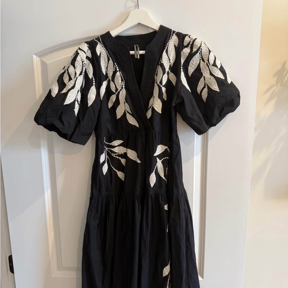 Anthropologie Black and White Embroidered Dress - Picture 5 of 8